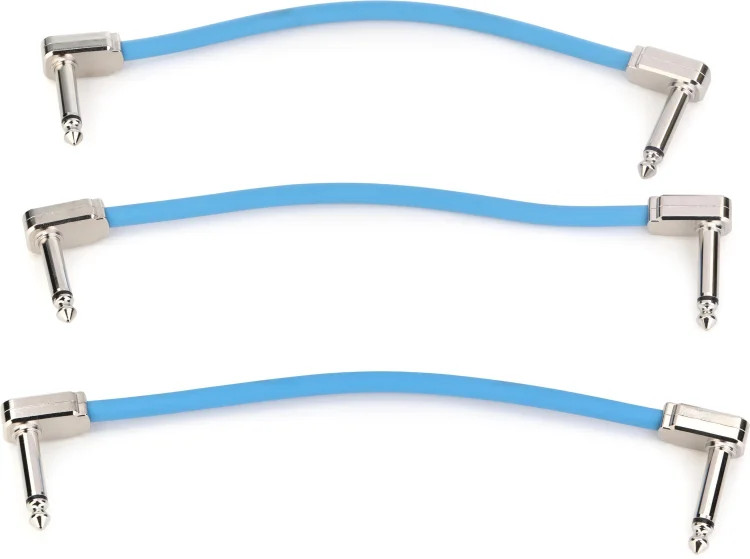 Ernie Ball Flex Patch Cable - 6 inches, Blue, 3-pack