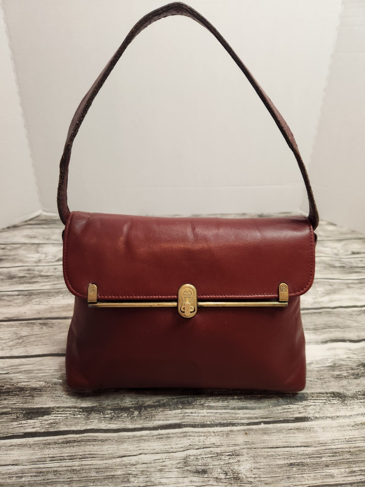 Vintage Etienne Aigner Handmade Oxblood Leather Purse 1980's