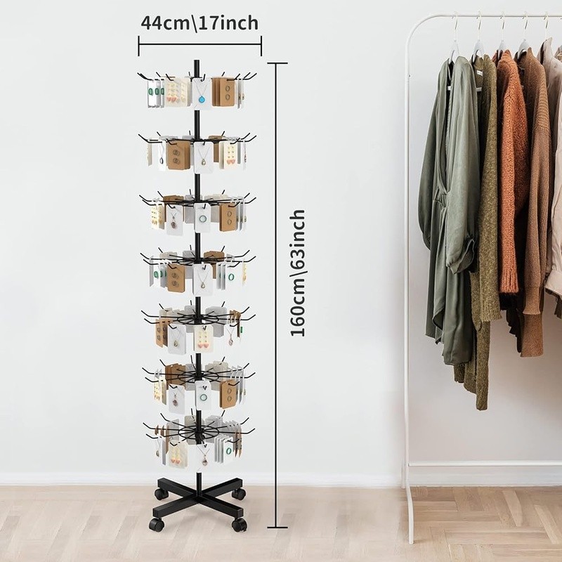 Rotating Display Rack Anti-Rust Iron Non-Slip 7 Layer Storage Stand Hooks New