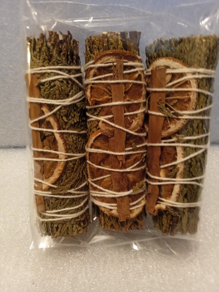 3 PCS Cedar with Orange & cinnamon Smudge Stick Bundle WSOC