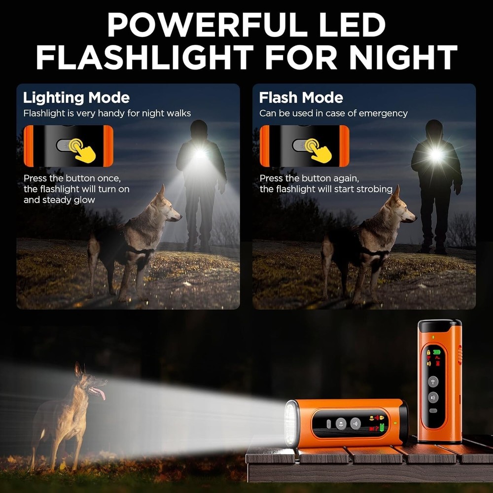 2024 Ultrasonic Dog Bark Deterrent - Effective Training Tool with LED Flashlight