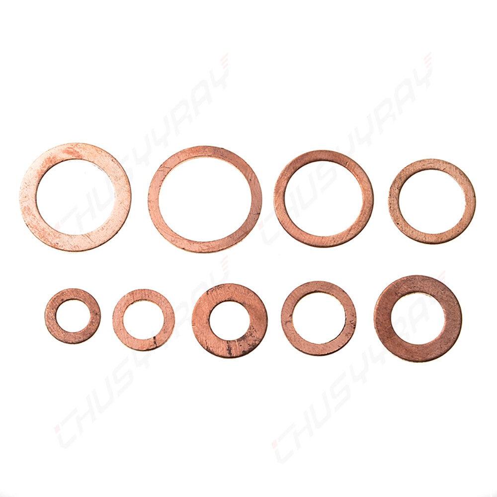 200Pcs/Kit Solid Copper Crush Washers Gasket Set Flat O-Ring Seal Assortment