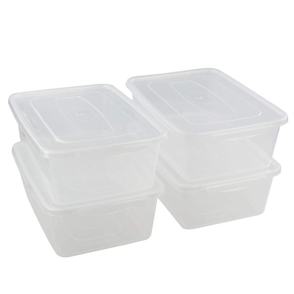 Clear Plastic Storage Bin, 14 Quart Latching Box Container with Lid, 4 Packs