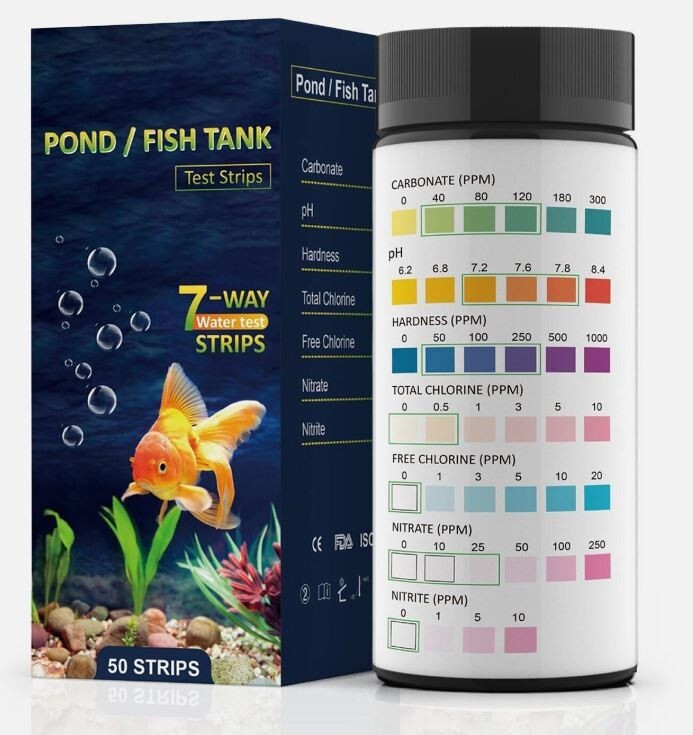 100pcs Fish Tank Test Strips 7-Way Aquarium Testing Kit Ab