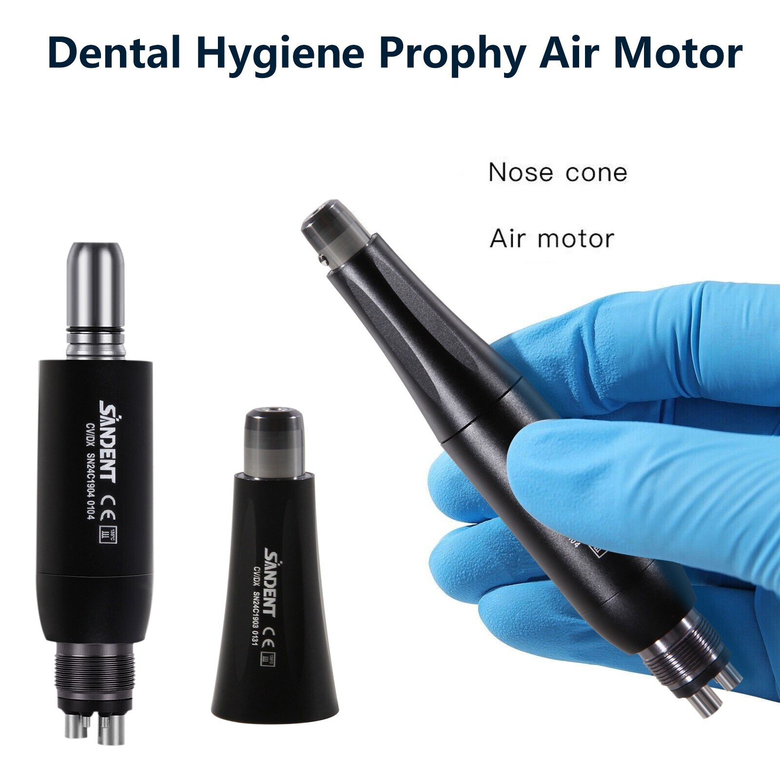 Dental 4:1 Hygiene Prophy Handpiece 360° Swivel Straight Cone Air Motor 4Holes