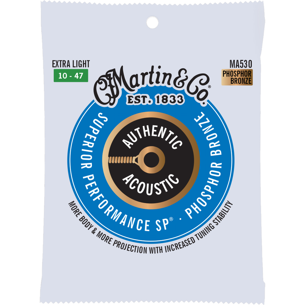 Martin MA530 Authentic Acoustic SP® Strings, Phosphor Bronze, Extra Light
