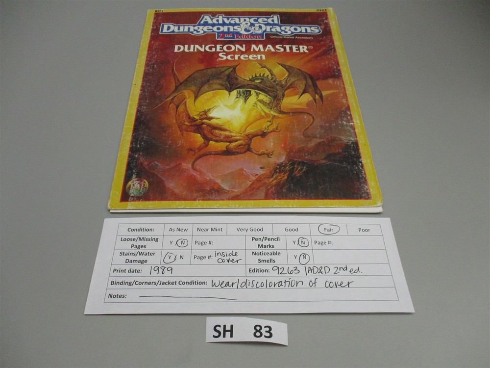 Advanced Dungeons & Dragons: 2nd ed Dungeon Master Screen w/ Tragidore 9263