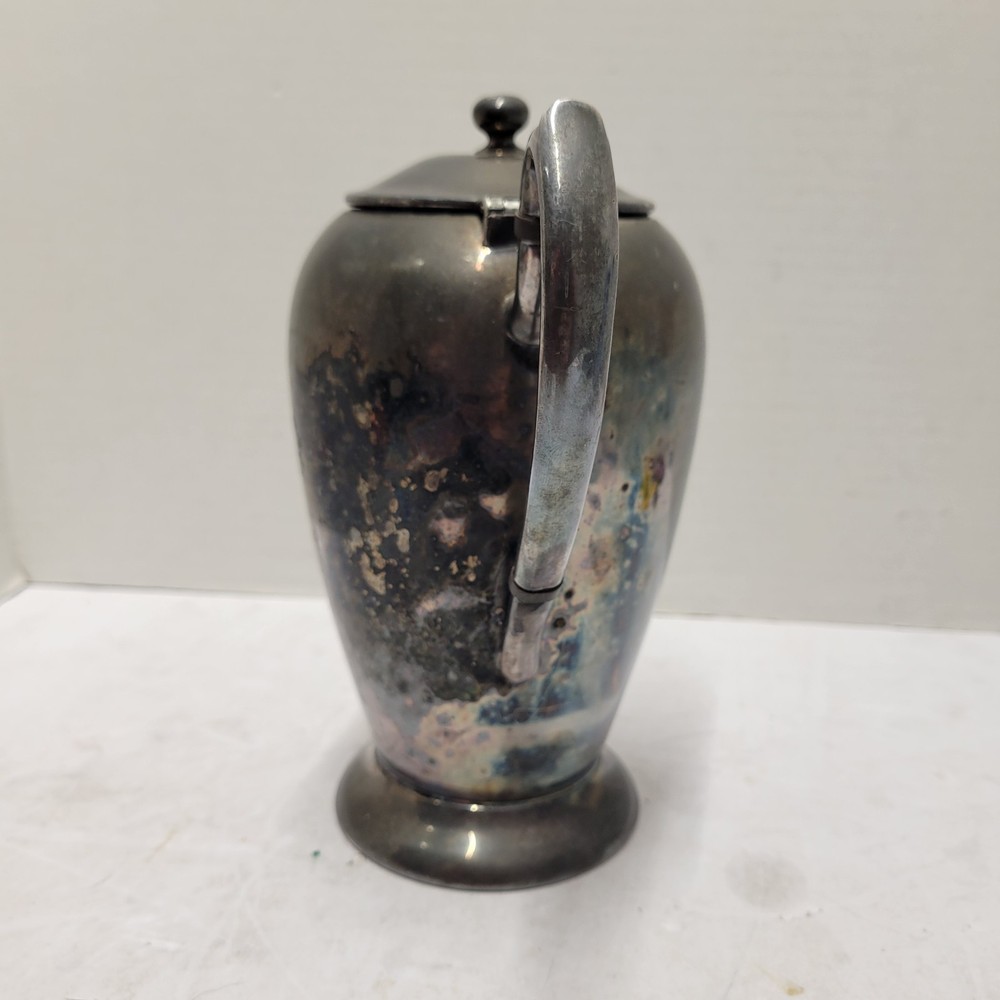 Vintage 8” Academy Silver On Copper Teapot Uncleaned