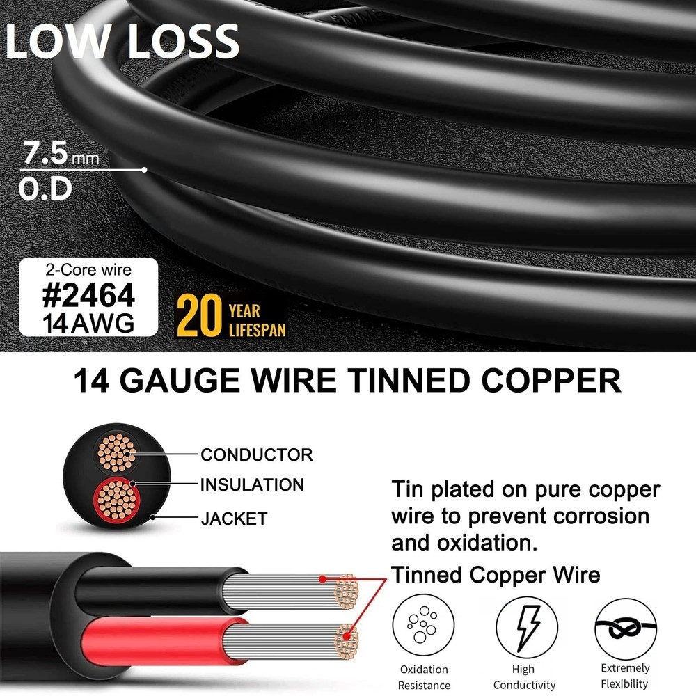 MJPOWER 20Ft Jackery Extension Cable Cable, Black