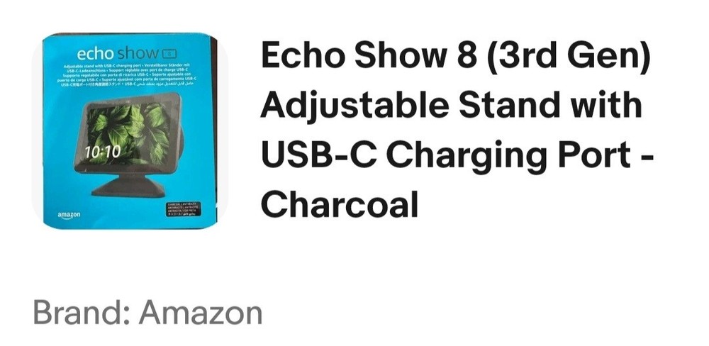 Echo Show 8 (3rd Gen) Adjustable Stand with USB-C Charging Port - Charcoal