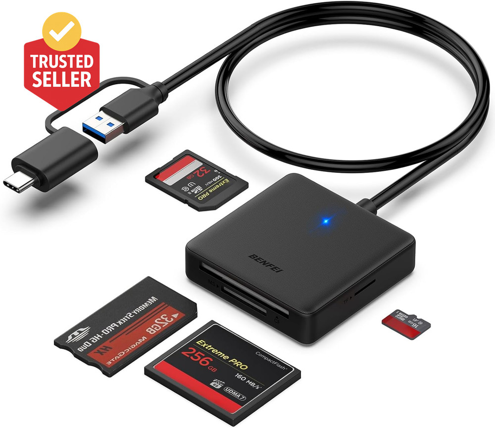 Memory Card Reader, 4In1 USB 3.0 and USB-C to SD Micro SD MS CF Card Reader Ada