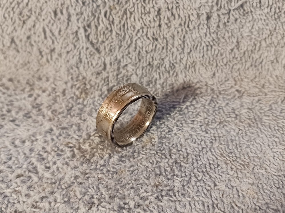 2007 90% Silver Half Dollars coin ring handmade size 10