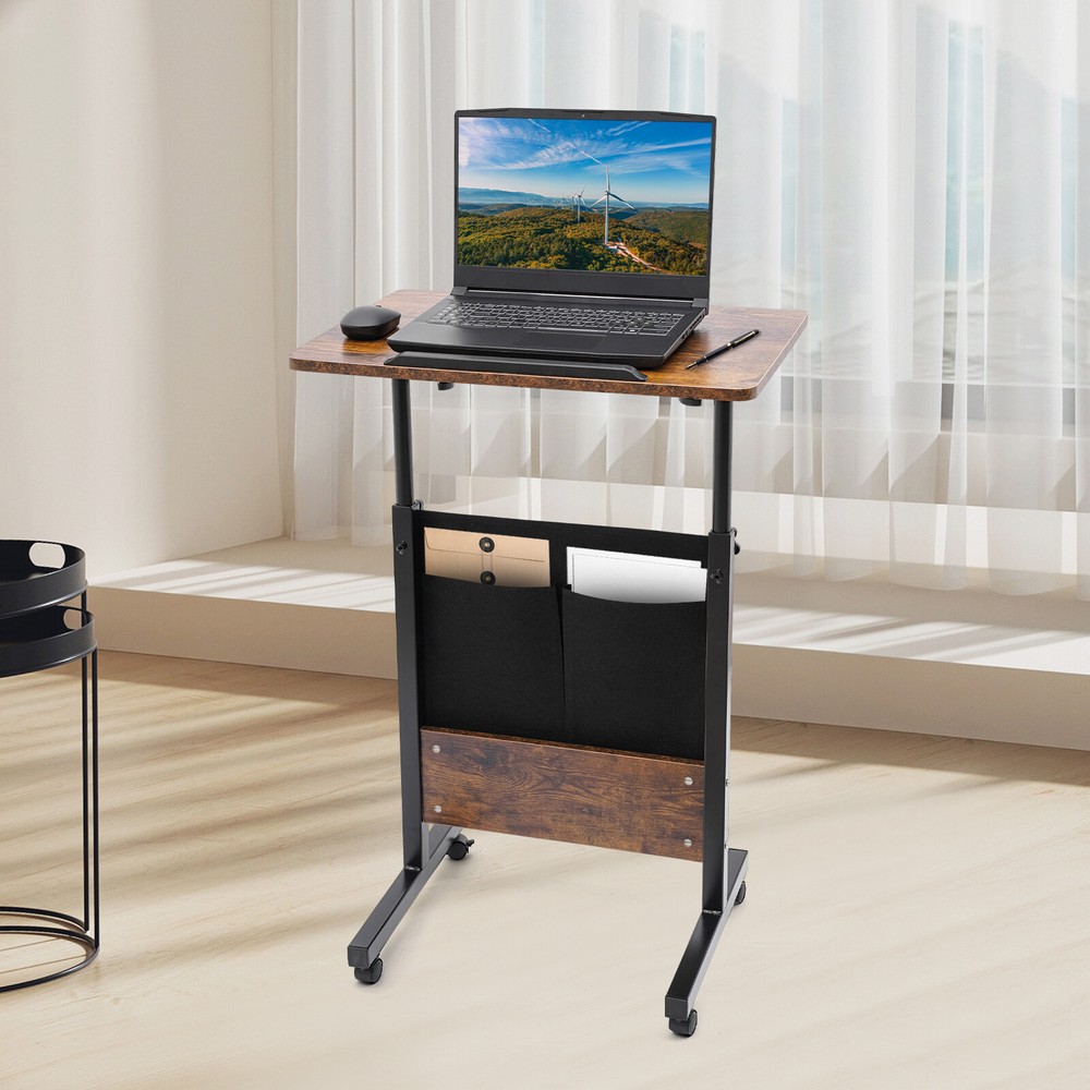 Adjustable Height Standing Desk Portable Laptop Desk, Rolling Computer Stand