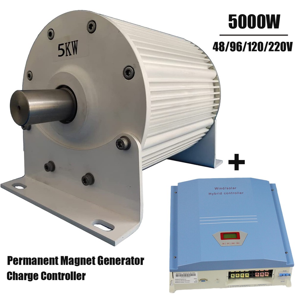 5000W 48V~220V 300rpm Permanent Magnet Generator Alternator Controller Off Grid