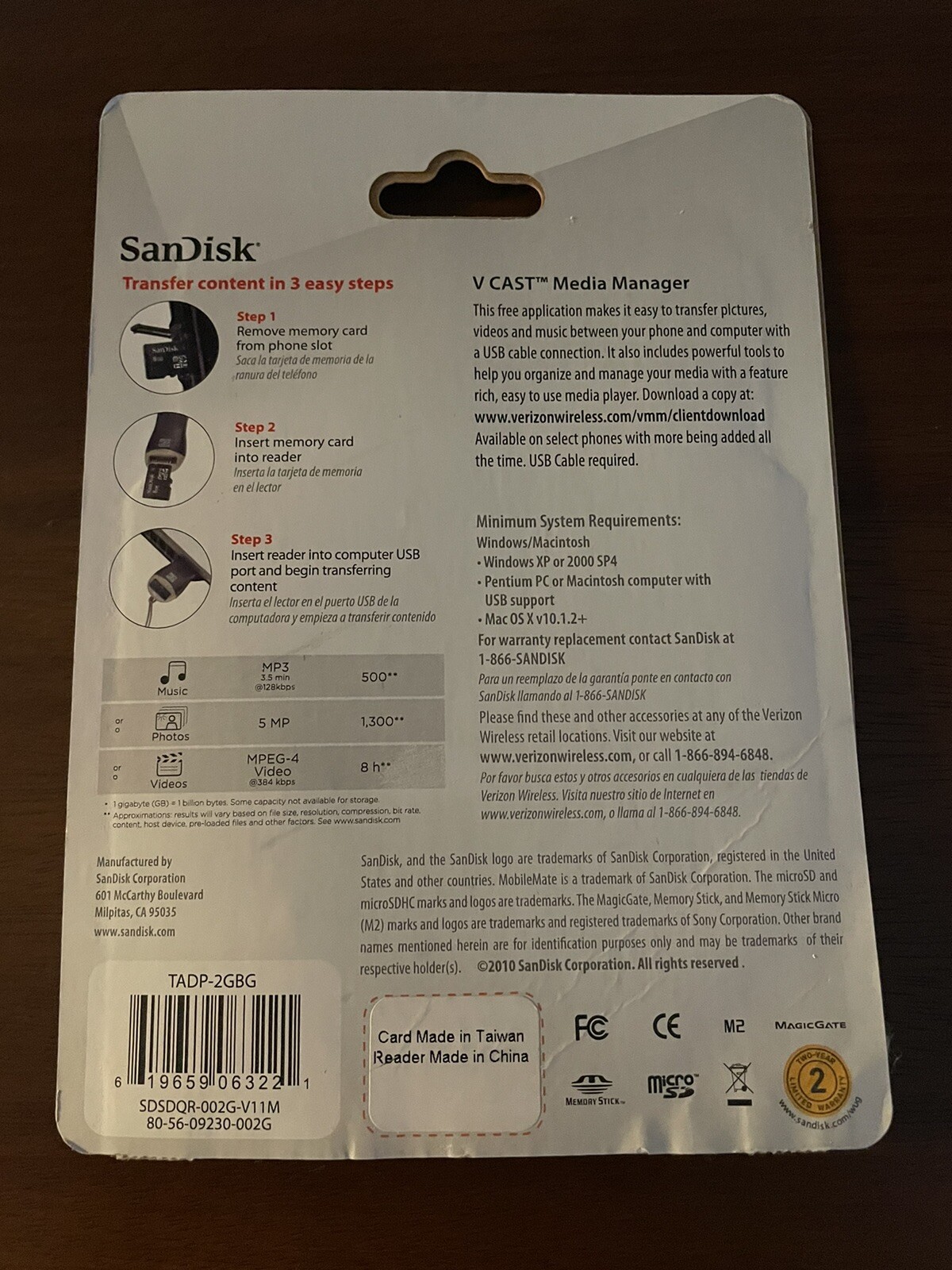 "New" Verizon SanDisk MobileMate Micro Memory Card Reader