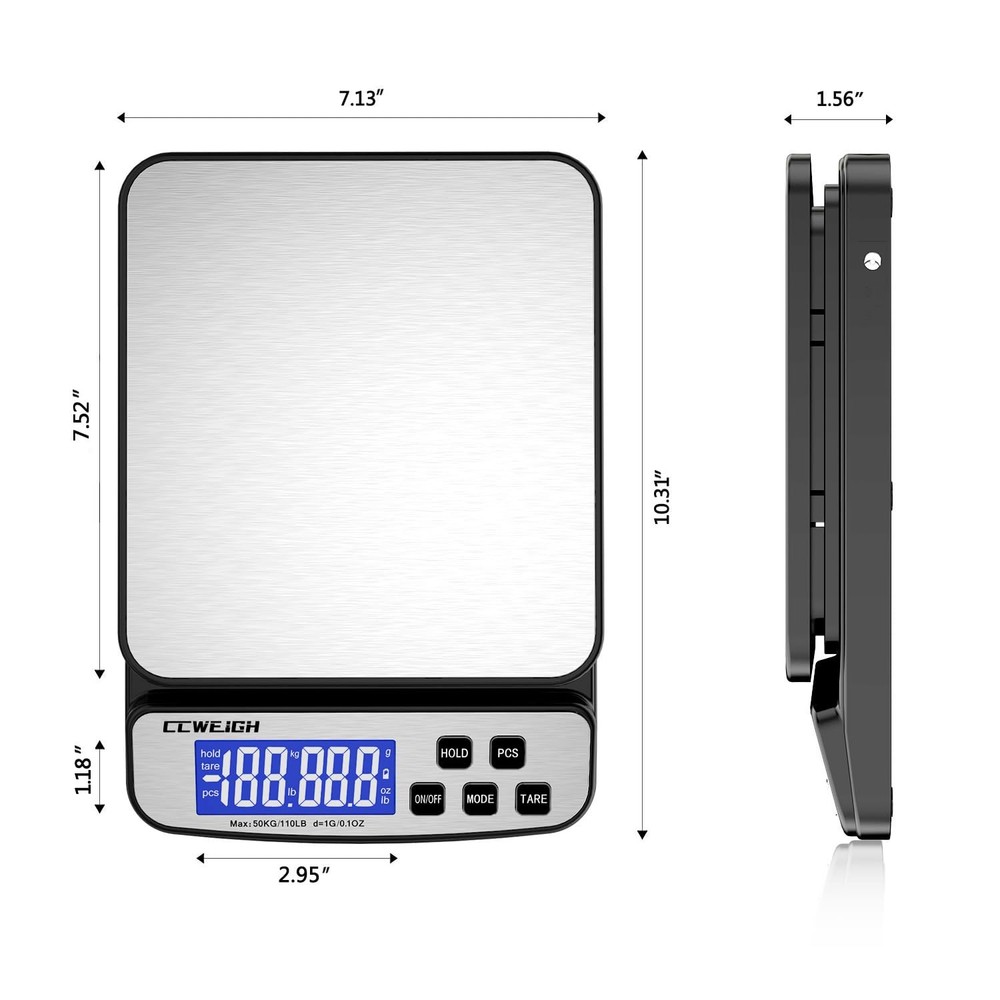 Digital Shipping Scale 110 lbs x 1g with Hold and Counting Function Scale Pos...