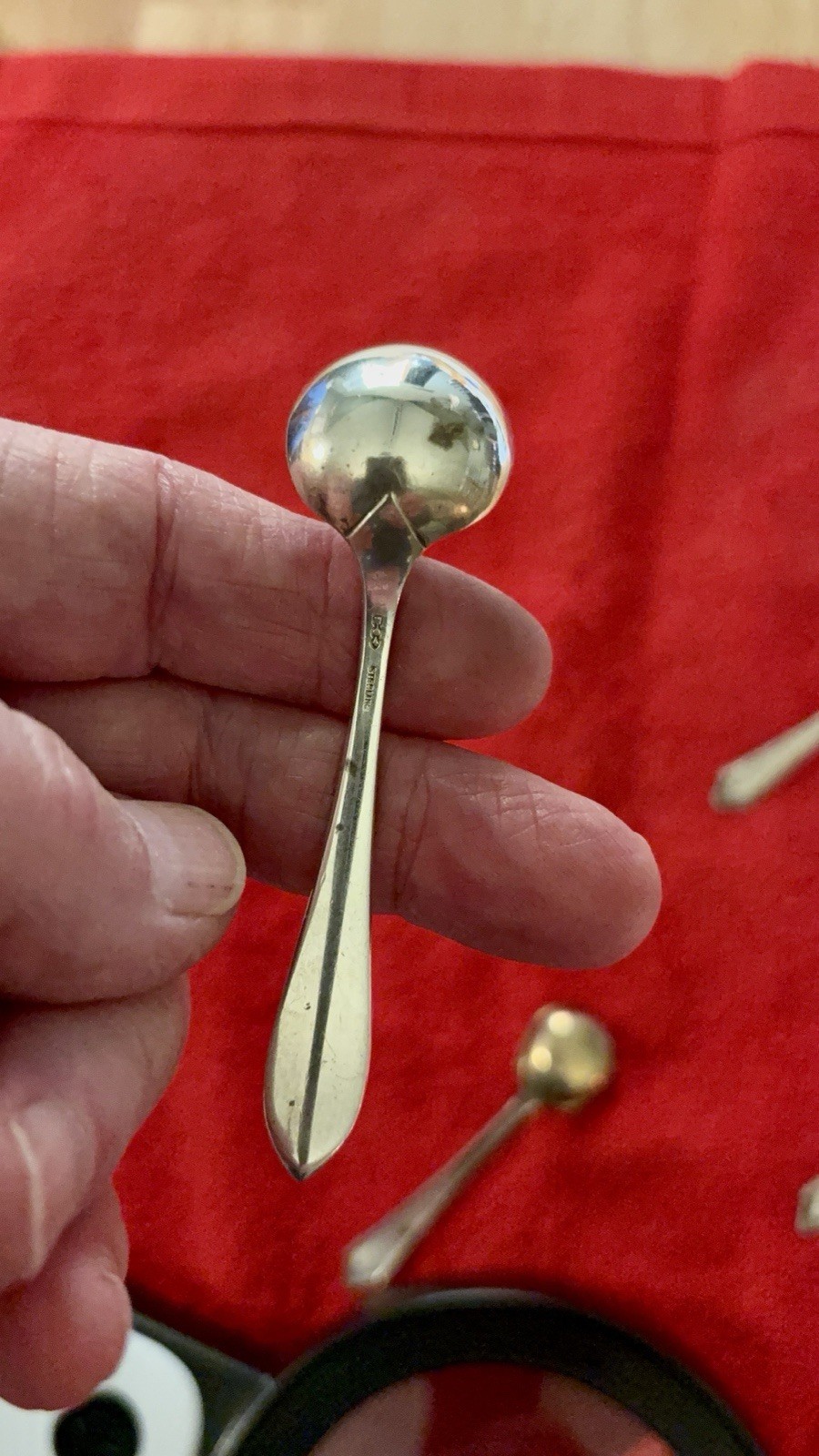 Sterling Silver Master Salt Spoon. Dominick & Haff. ‘Pointed Antique. 3". Nice.