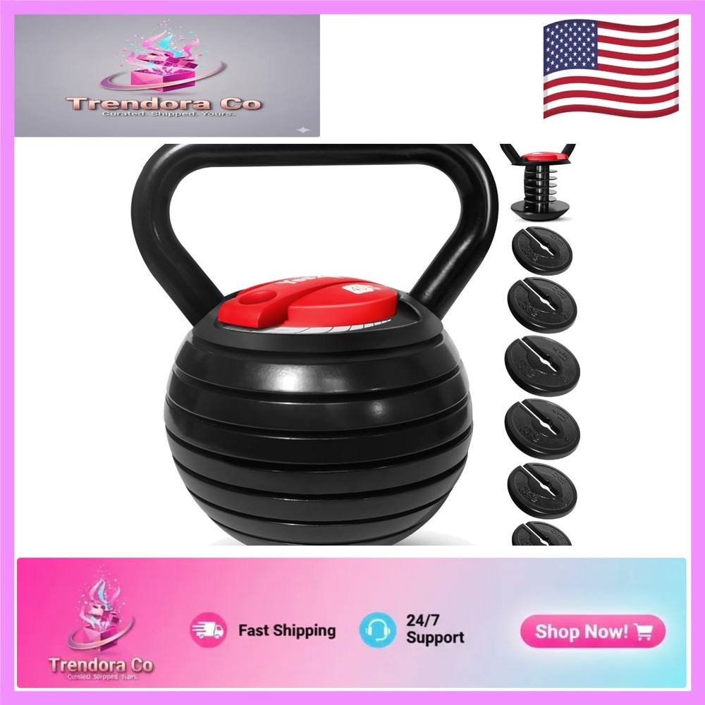 Adjustable Kettlebell Set 20-40 lb - Durable Cast Iron, Space-Saving Design