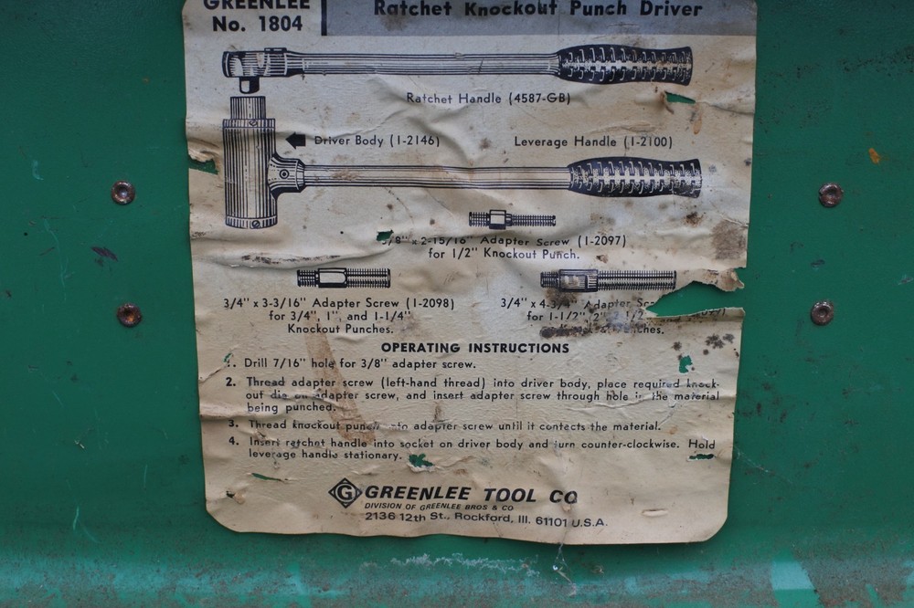 Greenlee 1804 Knockout Punch Driver Set With Ratchet