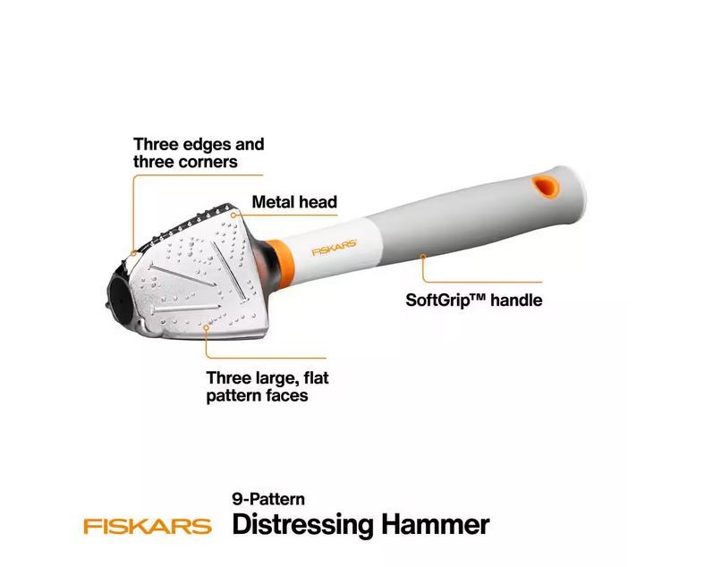 FISKARS 9-Pattern Texture DISTRESSING HAMMER Mallet Tool Wood DIY Crafts NEW