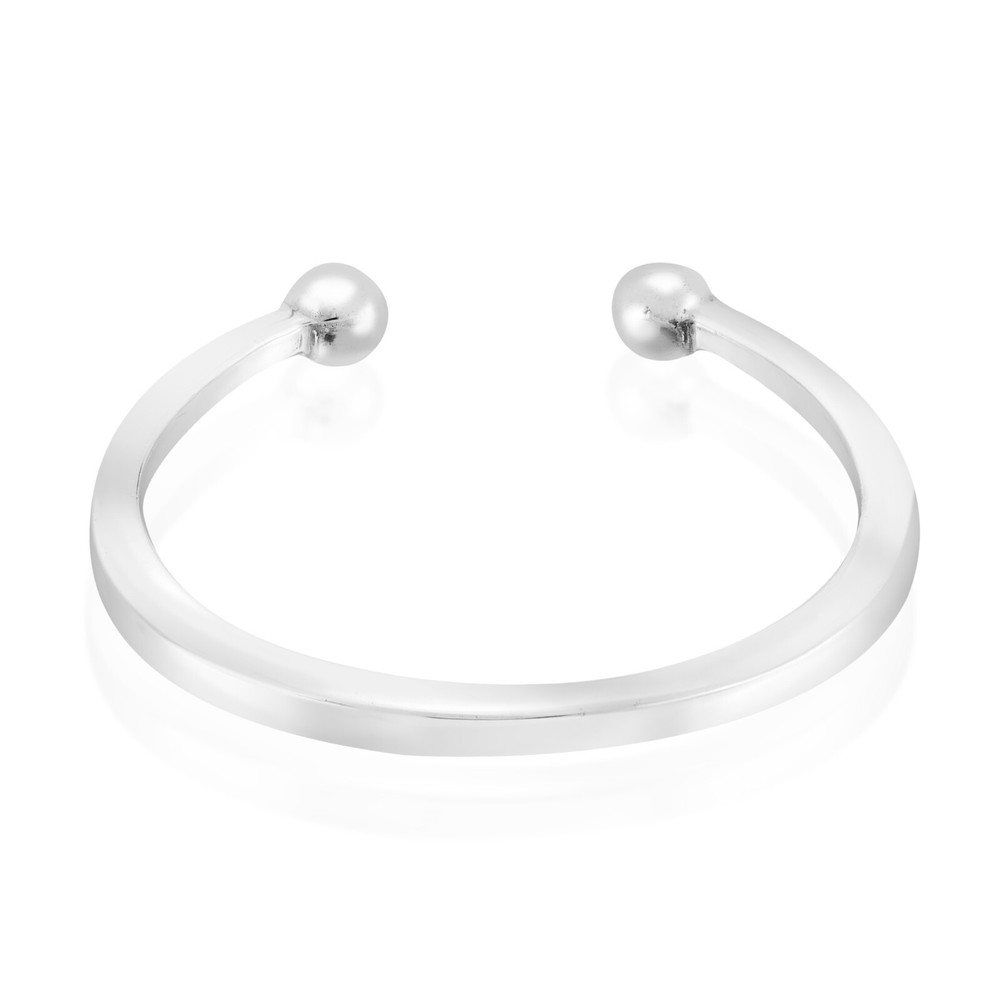 Minimal Mini Sphere Open-Ended Cuff Sterling Silver Wrap Ring-9