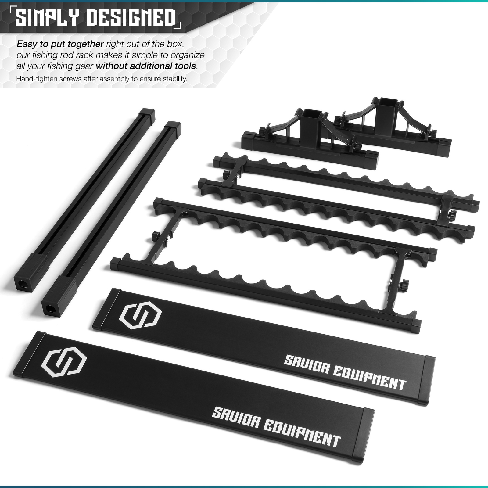 [SAVIOR] 24-48 Fishing Rod Rack Floor Stand Garage Pole Holder Display Organizer