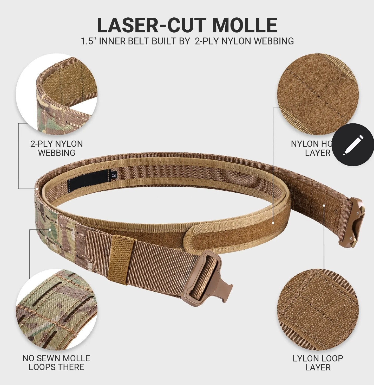 DEFCON V1 BATTLE BELT | Heavy Duty Tactical Molle Riggers Belt | Inner Belt/Pad