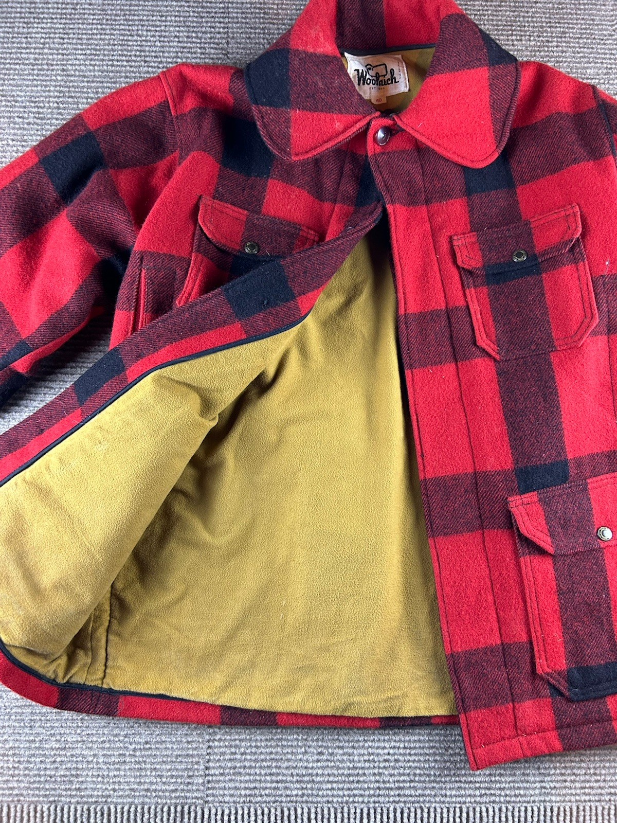 Vintage Woolrich Jacket Mens 40 Buffalo Plaid Mackinaw Wool Hunting & Pants NWT