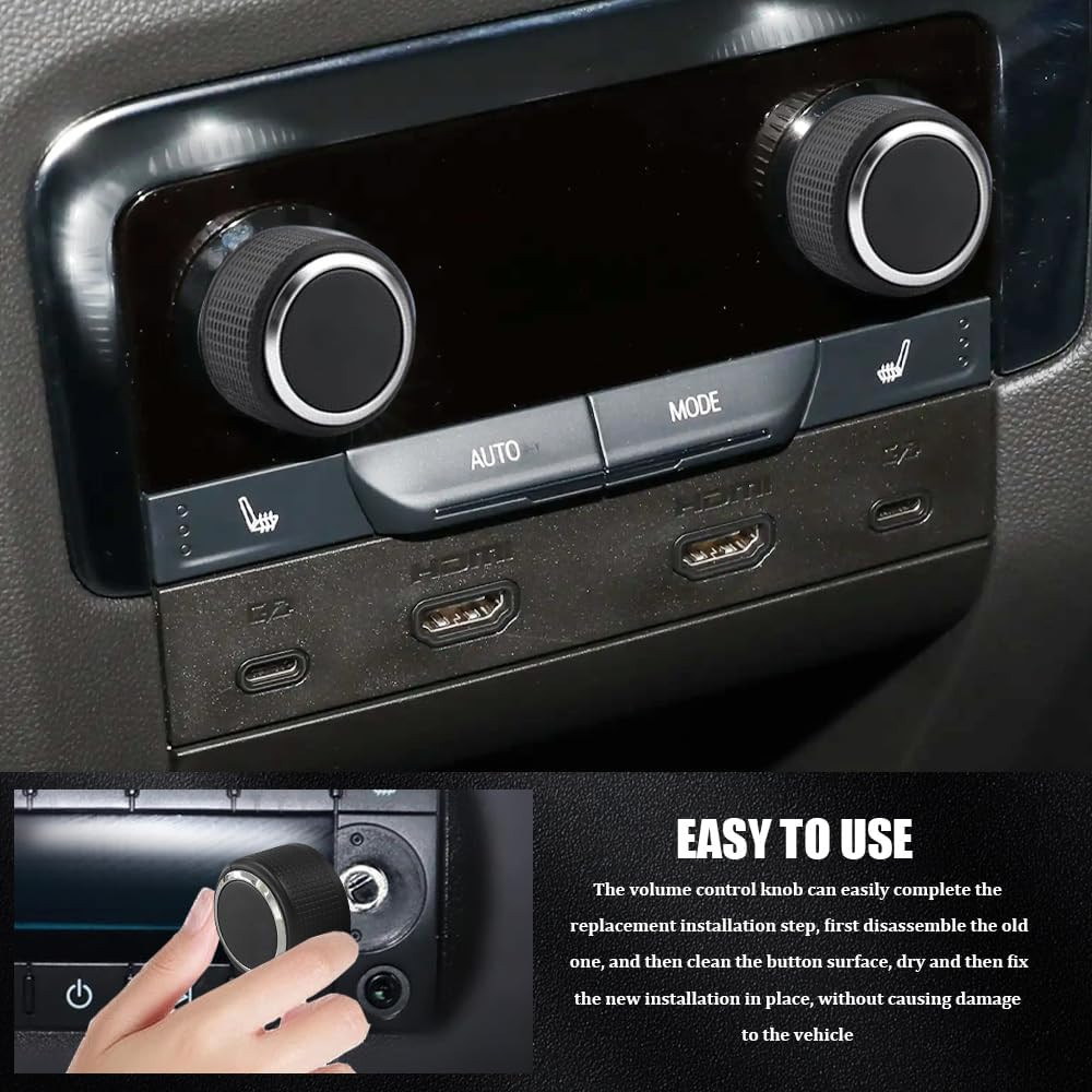 2PCS Rear Audio Control Knob Dial Tuner, Radio Knobs Replacement, Plastic Insert