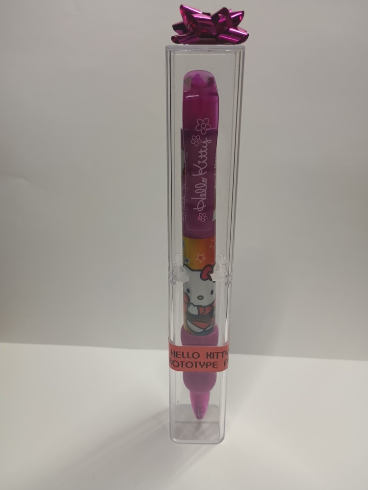 HELLO KITTY PEN PUSH RETRACTABLE GEL INK FOAM  GRIP PROTOTYPE RARE WITH CASE