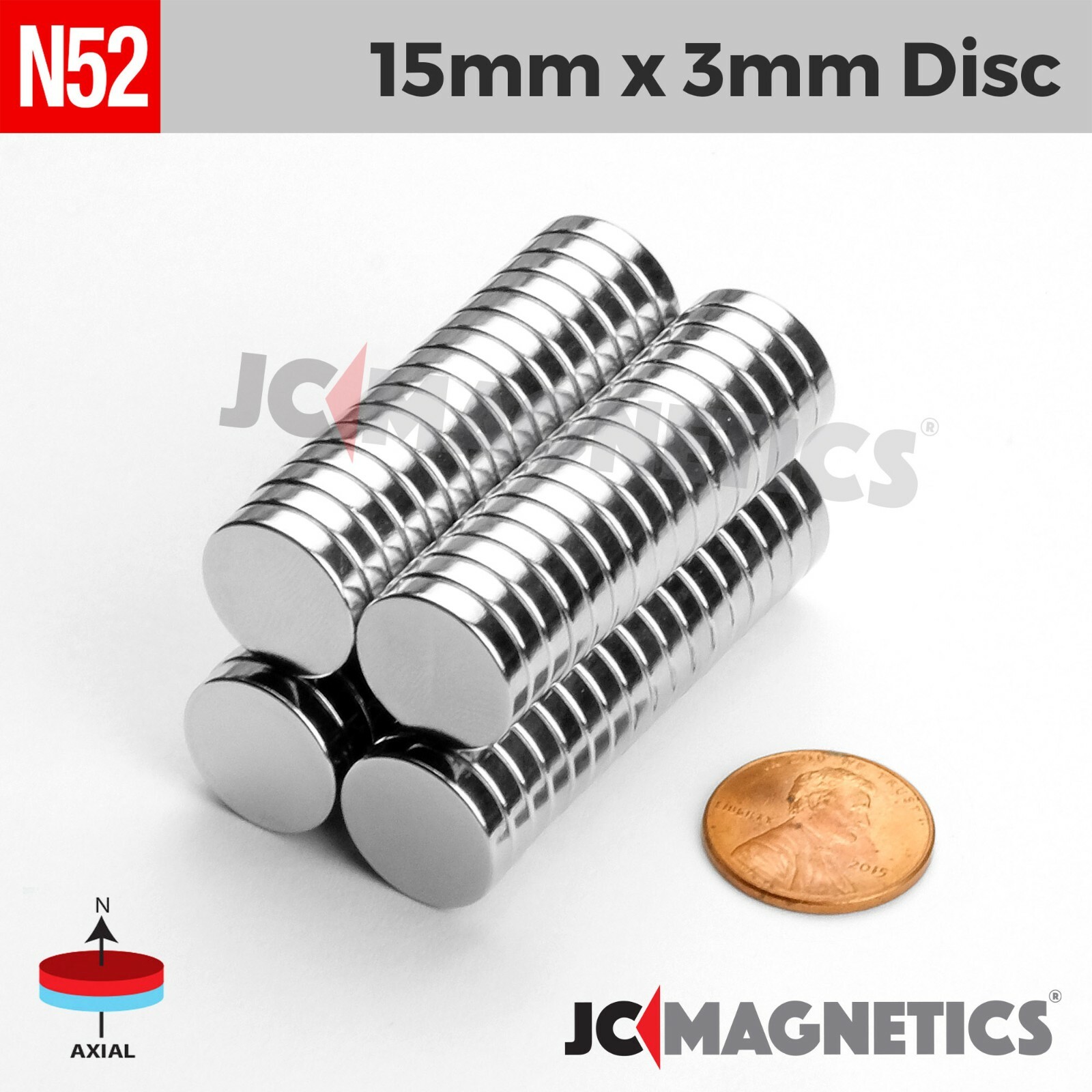 15mm x 3mm N52 Super Strong Rare Earth Neodymium Magnet Round Disc 15x3mm