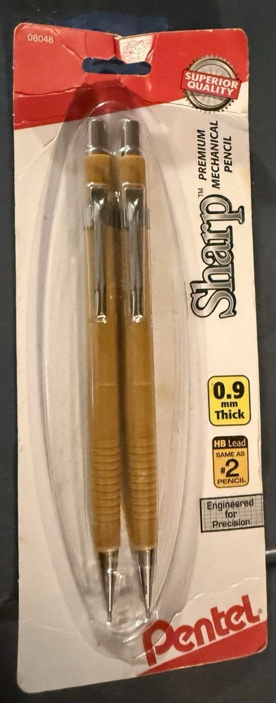Pentel® Sharp Mechanical Drafting Pencil, 0.9 mm, Yellow Barrel, 2/Pack