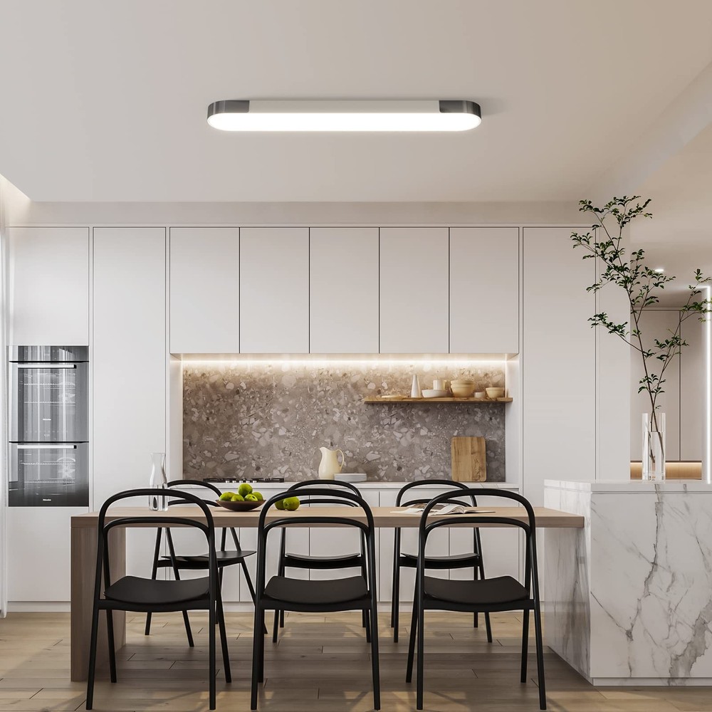 Dimmable LED Ceiling Light Modern Acrylic Linear LED Ceiling Lamp 39.4in Semi...
