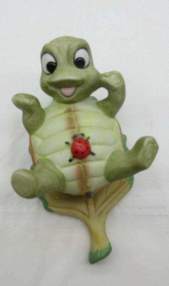 Vintage Turtle Figurine with Ladybug  Hand Painted Decor