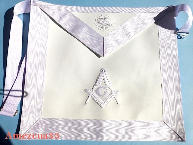 Elegant White Master Mason  Apron White Threads