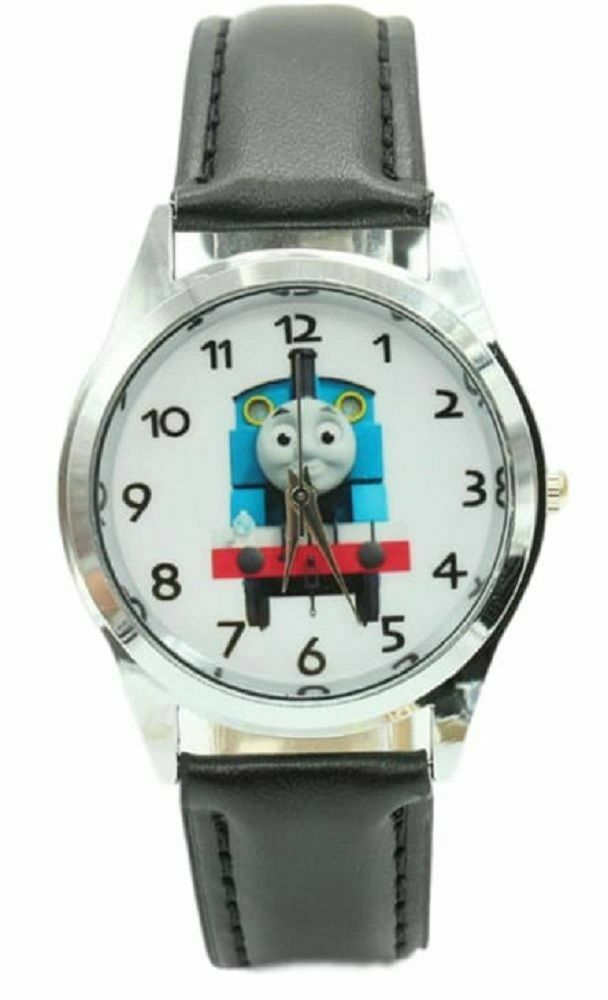 Thomas The Tank Black Leather Wrist Watch