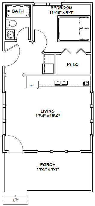 18x30 Tiny House -- 540 sq ft -- PDF Floor Plan - Model 5F