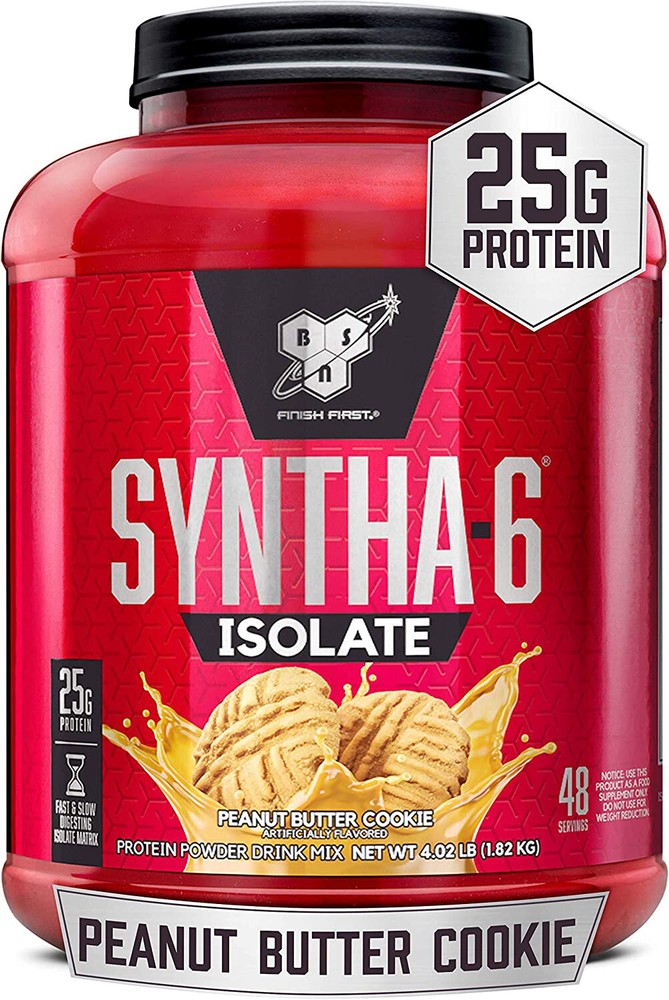 BSN SYNTHA-6 Isolate Protein Powder, Peanut Butter Cookie, 48 Servings