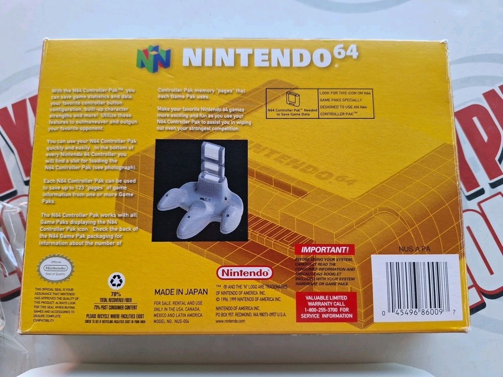 Nintendo 64 Controller Pak CIB Gem Authentic Must See!