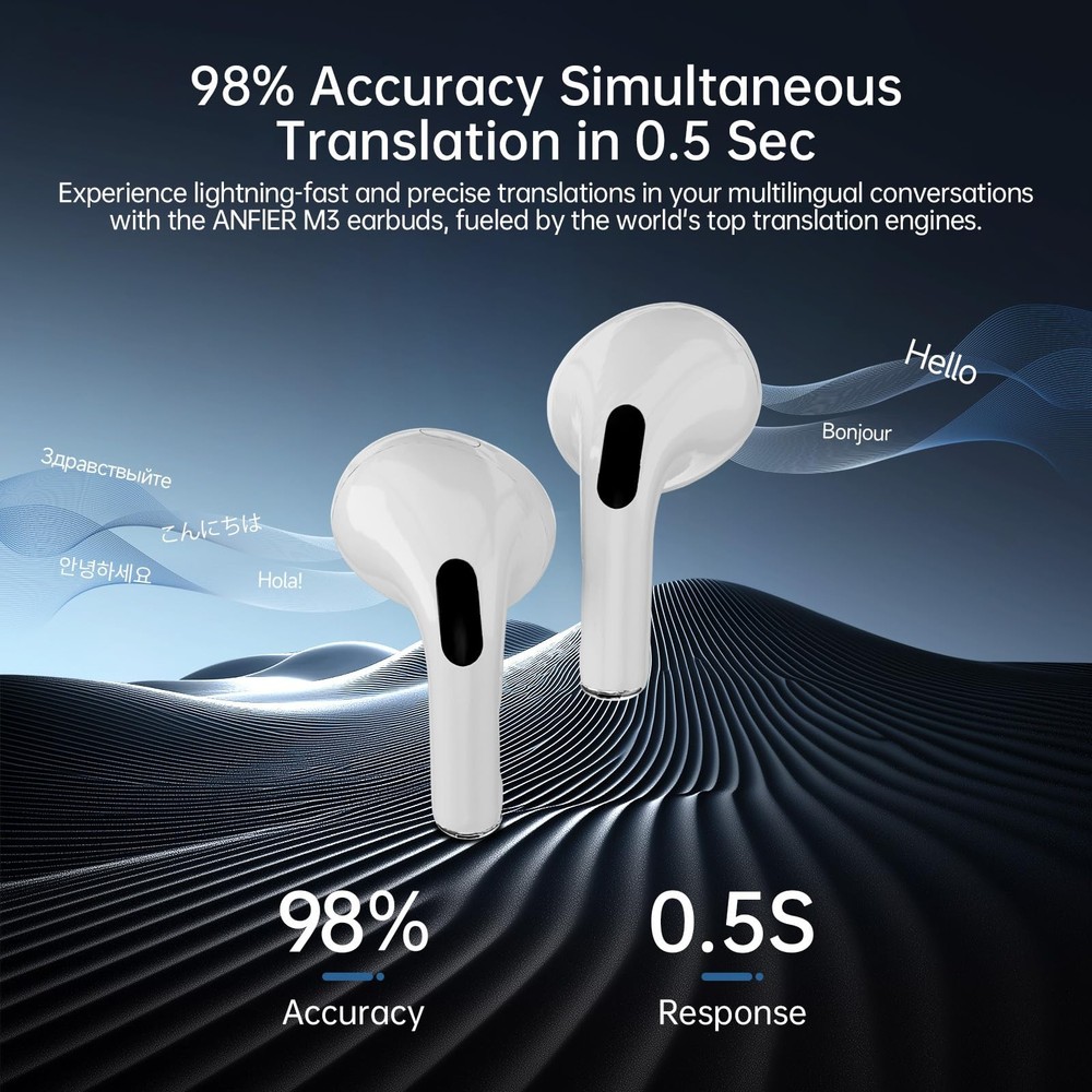 Bluetooth Translation Earbuds for 144 Languages, Real-Time Offline Support