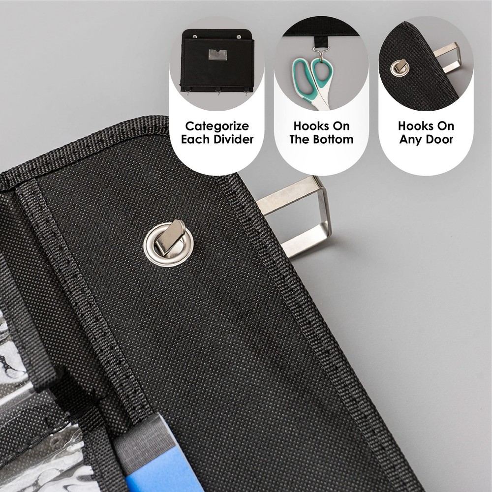 Wall File Organizer For Over the Door Hanger Document Rack with 5 Pockets
