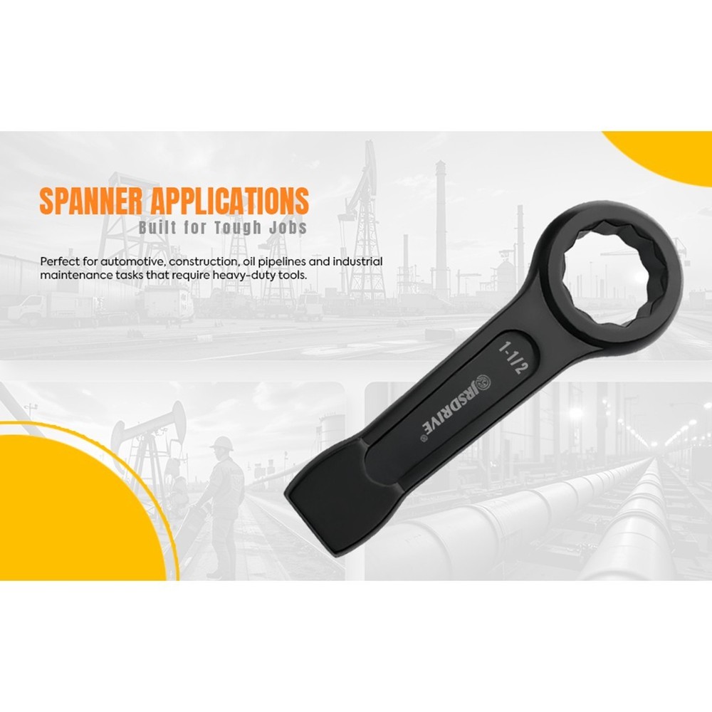JRSDRIVE Striking Wrench 2 inch 12-Point Flat Strike Slogging Ring Spanner