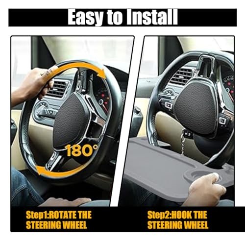 Car Steering Wheel Tray, Computer Office Car Table Tray, Auto Steering Gray