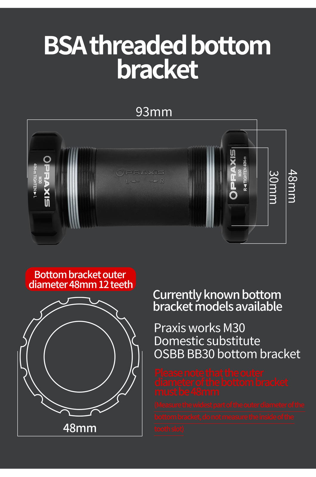 Praxis Cadet M30 170mm Crankset 3mm Offset with 32T Chainring BB All From TREK