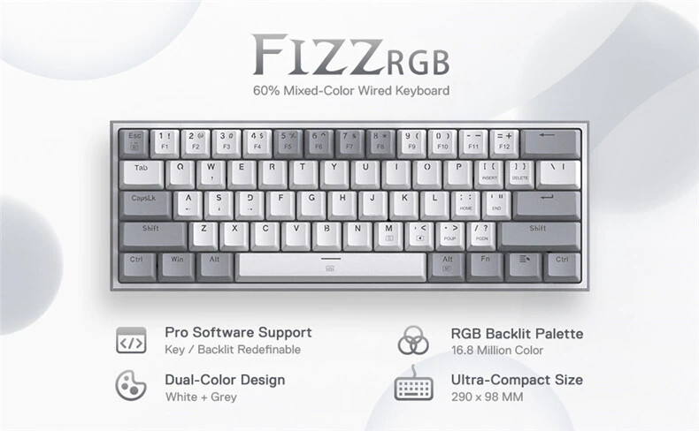 RGB Gaming Keyboard 61 Keys Compact Mechanical Keyboard Linear Red Switch