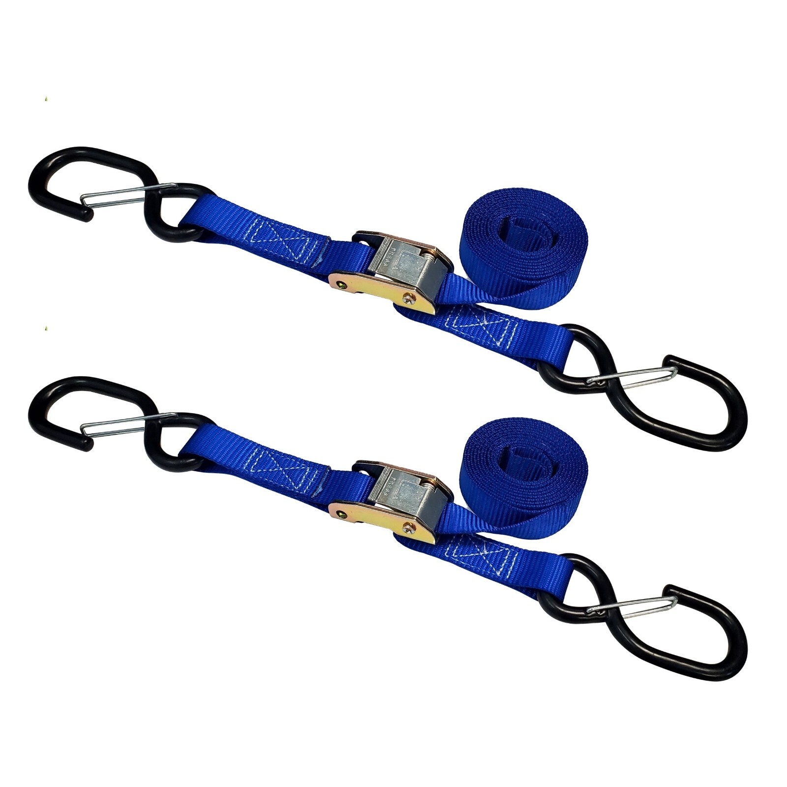 2 Pack 1" x 6' Cam Buckle Tie Down Strap w/ S Hook For Boat Motorcycle Bike
