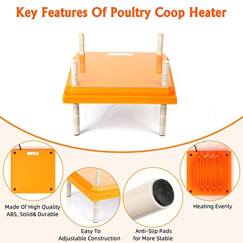 Brooder Heater for Chicks: Chick Brooder Heating Plate with Easy- Orange-10x10