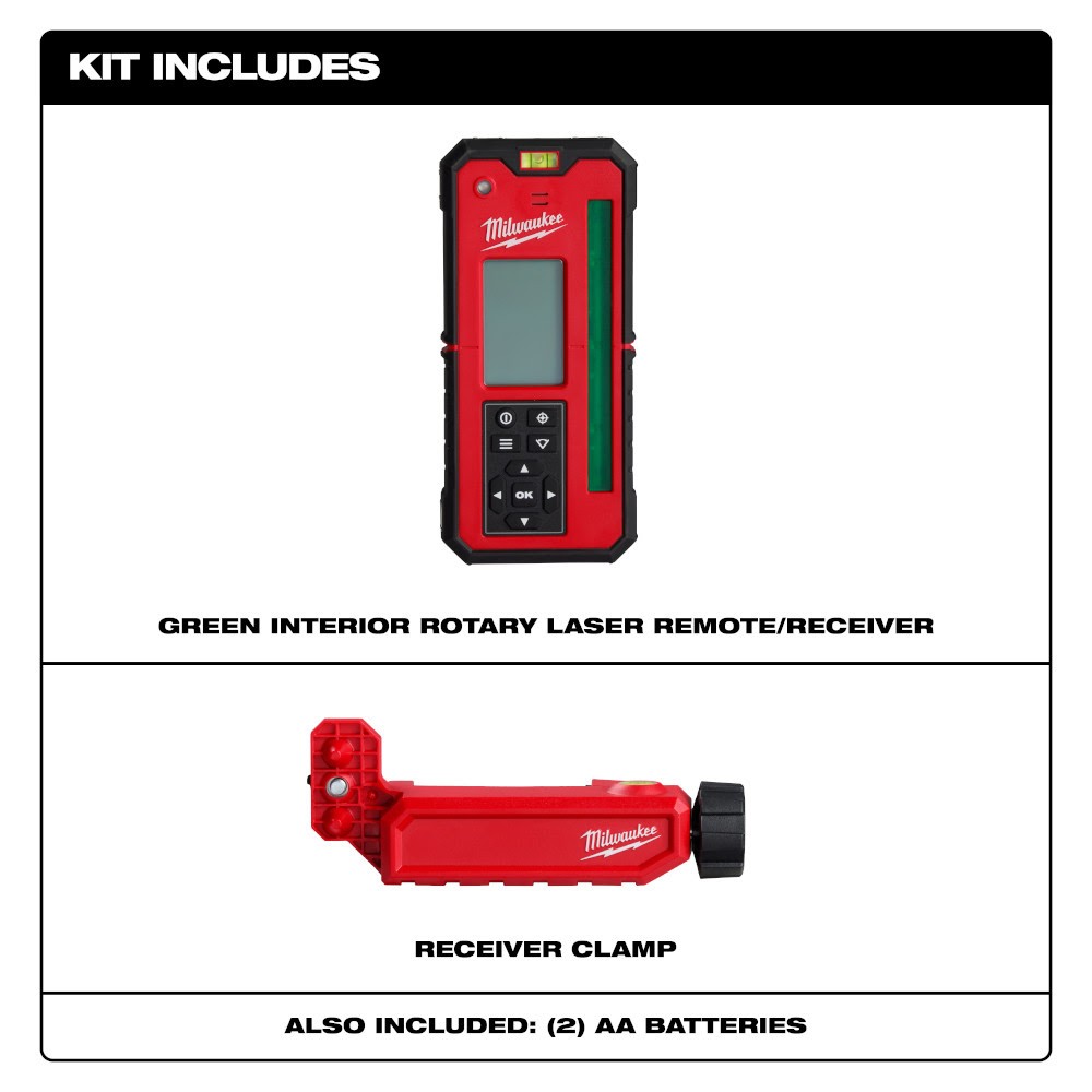 Milwaukee 3712 Green Rotary Laser Remote Control & Receiver