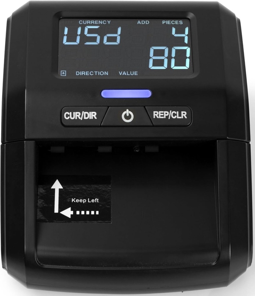 Counterfeit Bill Money Detector Machine with LCD Display, Portable Compact US...