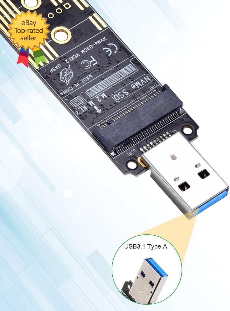 M.2 NVME USB 3.1 Adapter, M Key M.2 NVME to USB Card Reader USB 3.1 Gen 2 Bridge